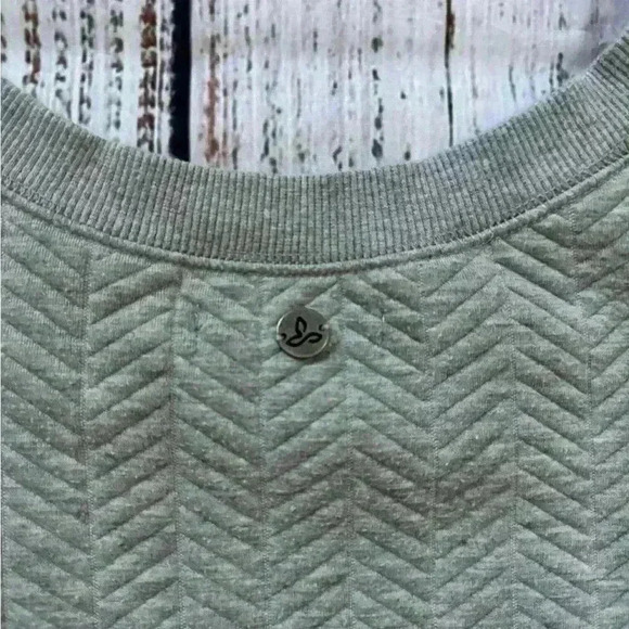 Prana Sweatshirt Women Small Pullover Herringbone Quilted Pockets Crew Gray - Picture 7 of 7